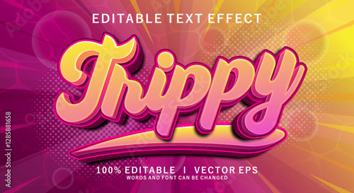 trippy 3d vector text effect with modern style design