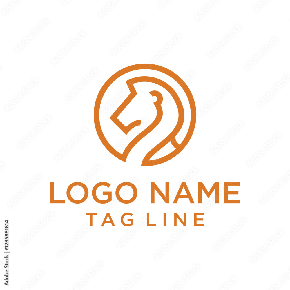 Abstract horse head logo. Stallion icon. Equine stables emblem. Equestrian label symbol. Vector illustration.