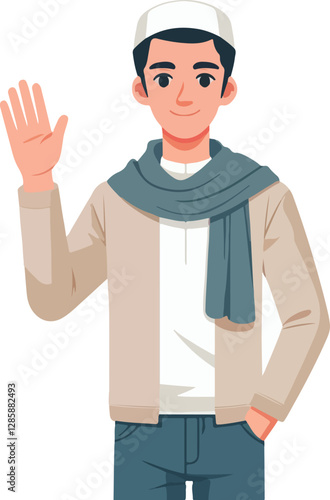 vector muslim say hello