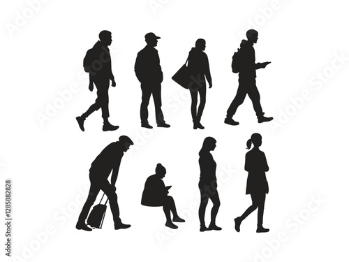 Collection of runner silhouette. Collection of runner silhouette vector, jogging silhouette set, athletic running figures in silhouette style
