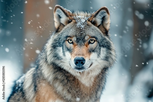 Eye to Eye: A Majestic Wolf's Intense Gaze in the Wintry Wilderness