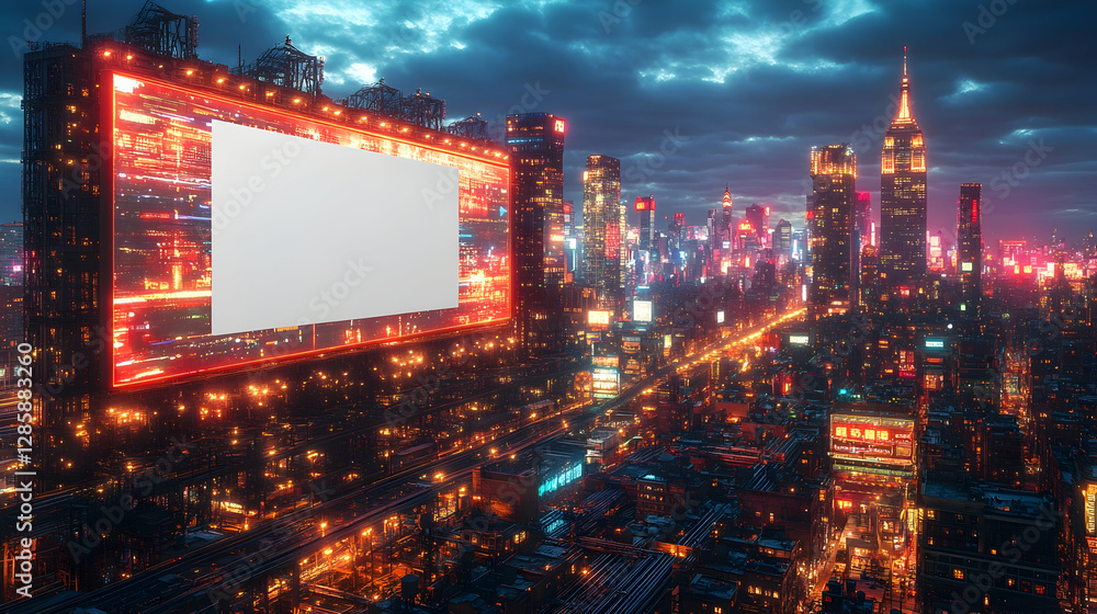 Futuristic City Billboard Night View Futuristic City Billboard Night View