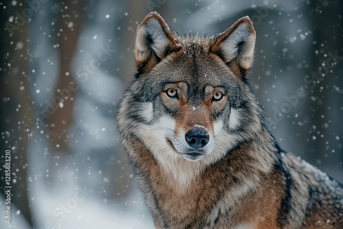 Eye to Eye: A Majestic Wolf's Intense Gaze in the Wintry Wilderness