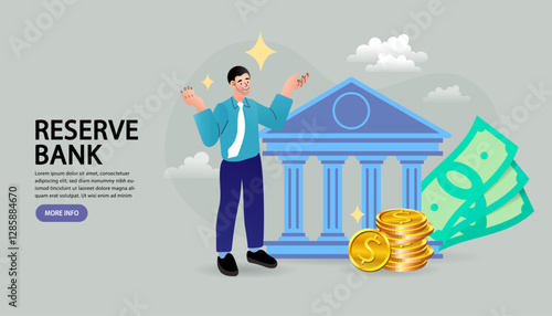 Tax benefit. Banker or banking online application banner set. Idea of finance income, money saving and wealth. Depositing, loan and bank cash operation service. Vector of a businessman.