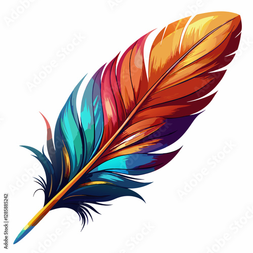 Elegant feather illustration with soft pastel colors and delicate patterns.