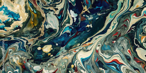 A deep and mysterious blend of dark colors with flowing lines creating an enigmatic and intriguing abstract artwork.