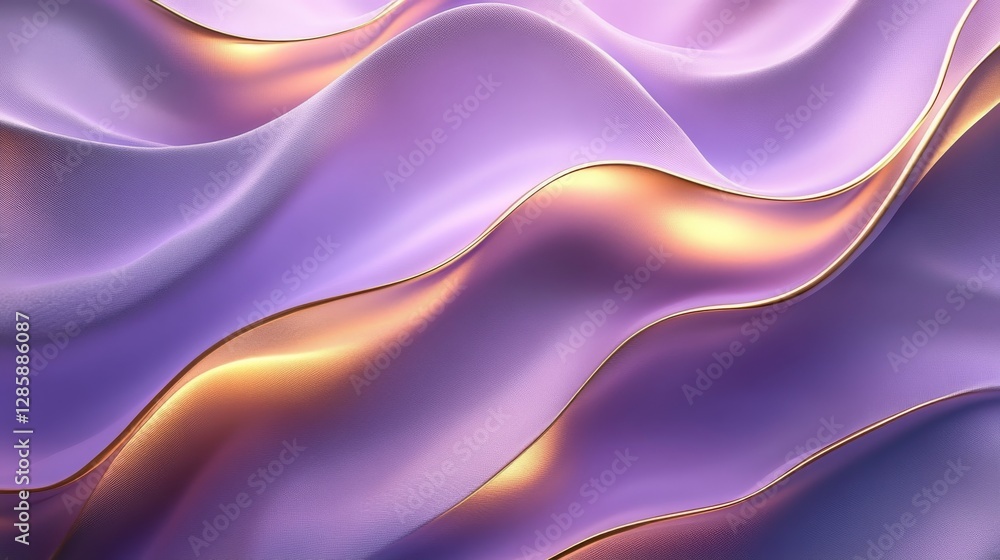Obraz premium Purple Silk Fabric Forms Smooth Elegant Waves With Gold Accents