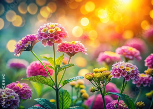 Floral still life, deep focus, bokeh background, garden detail. photo