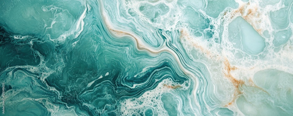 Naklejka premium Green color tones ripple across the water's surface, adding a peaceful vibe.