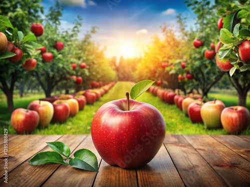 Juicy red apples, perfect for picking.  AI-enhanced orchard bounty.