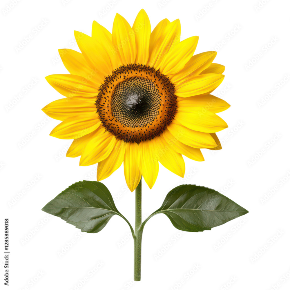 Bright sunflower with vibrant yellow petals , Summer element, isolated on transparent background Bright sunflower with vibrant yellow petals , Summer element, isolated on transparent background