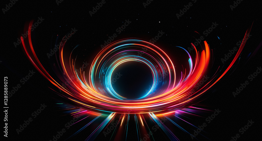 Abstract cosmic swirl with vibrant, fiery colors emanating from a dark center, resembling a portal or energy vortex against a black backdrop. Abstract cosmic swirl with vibrant, fiery colors emanating from a dark center, resembling a portal or energy vortex against a black backdrop.