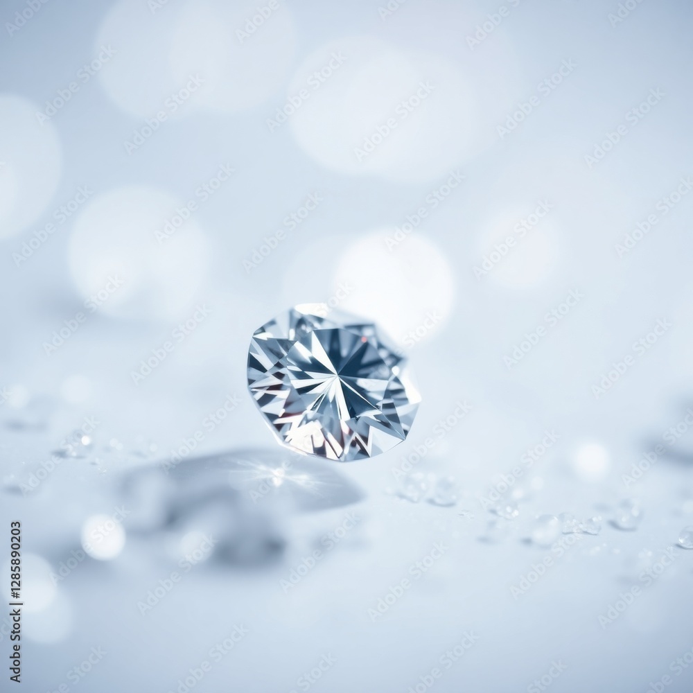 Elegant Diamond with Sparkling Facets on Reflective Surface for Luxury Brands Elegant Diamond with Sparkling Facets on Reflective Surface for Luxury Brands