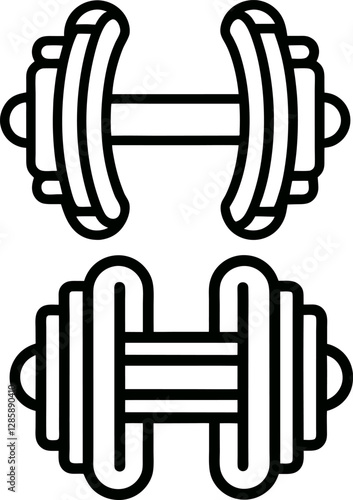 "Dumbbell Weight Editable Stroke Outline Icon" represents a dumbbell symbol, designed with editable strokes. It is used for fitness, strength training, and gym-related activities on health and wellnes