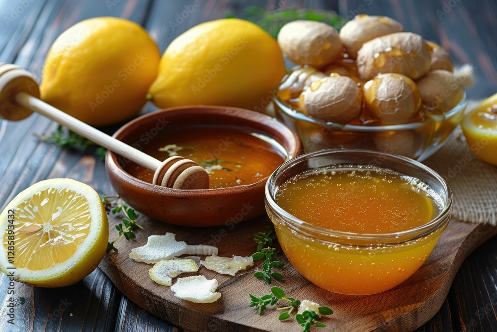 Honey, lemon, and ginger: a natural remedy for sore throats and colds. Honey, lemon, and ginger: a natural remedy for sore throats and colds.