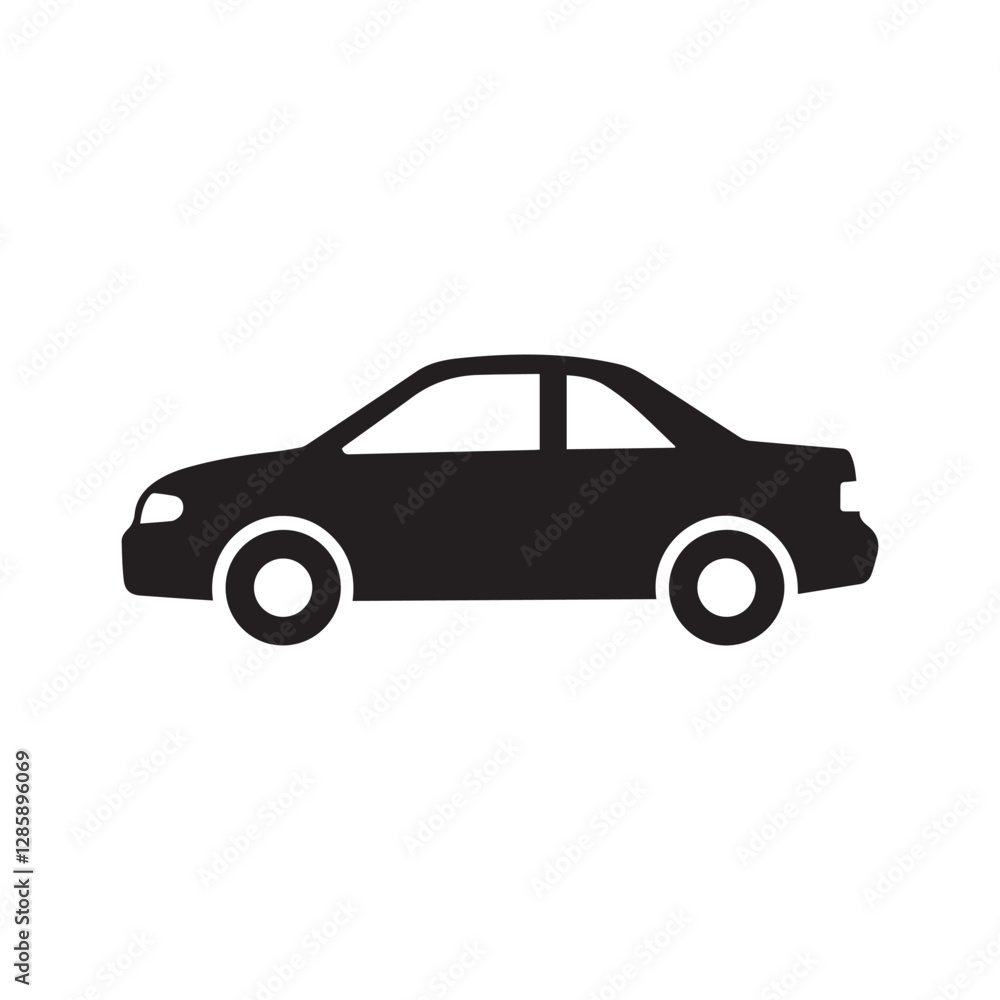 Simple Car Silhouette Vector Icon Simple Car Silhouette Vector Icon
