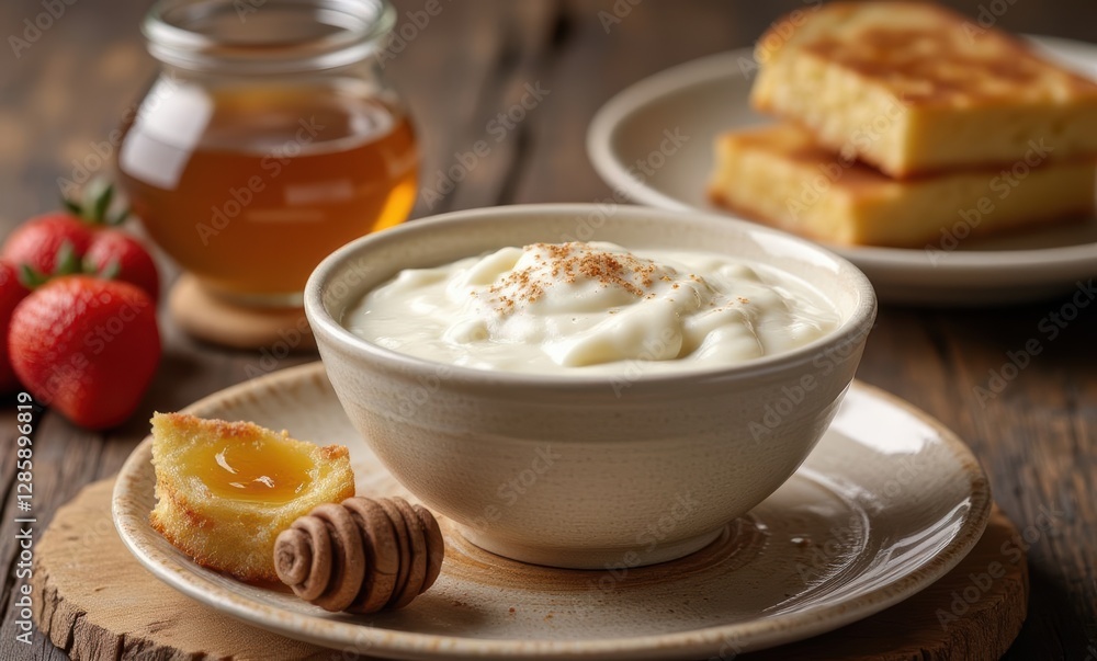Delicious yogurt with honey and fruit Delicious yogurt with honey and fruit