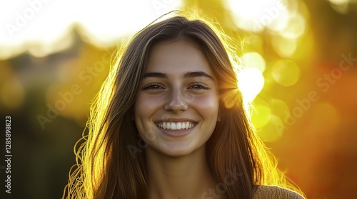 This captivating image showcases the beauty and charm of youth, with the warm colors of the sunset adding a touch of romance and tranquility