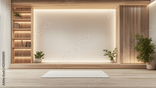 Serene Minimalist Interior Design with Wooden Accents and Plants