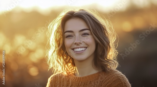 This captivating image showcases the beauty and charm of youth, with the warm colors of the sunset adding a touch of romance and tranquility