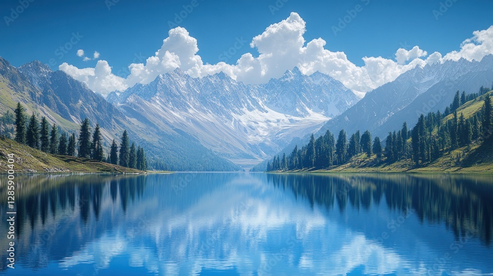 Serene mountain lake reflecting clouds (1) Serene mountain lake reflecting clouds (1)