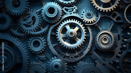 Wallpaper Mural Gear and cogs wheels, clock mechanism, brass metal engine industrial. Torontodigital.ca