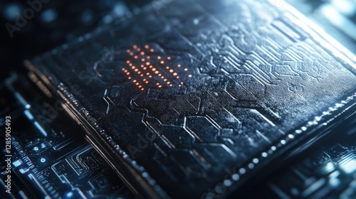 Wallpaper Mural Futuristic Microchip: A Close-Up View of Advanced Technology Torontodigital.ca