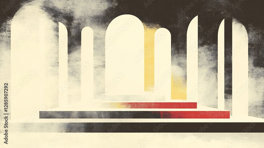 Fototapeta premium Mysterious Hallway Soft Light Dramatic Architecture. AI Generated
