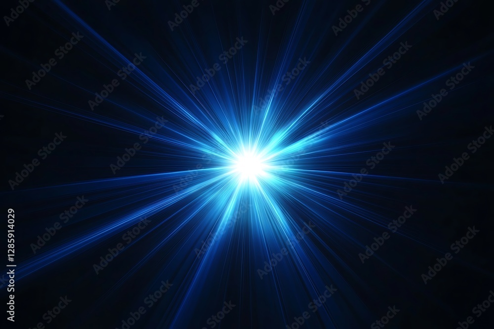 Bright blue light burst on black background. Bright blue light burst on black background.