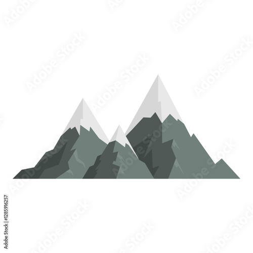 Vector snowy mountains, mountain peak, hill top, iceberg, nature landscape. Camping landscape and hiking illustration. Outdoor travel, adventure, tourism, climbing