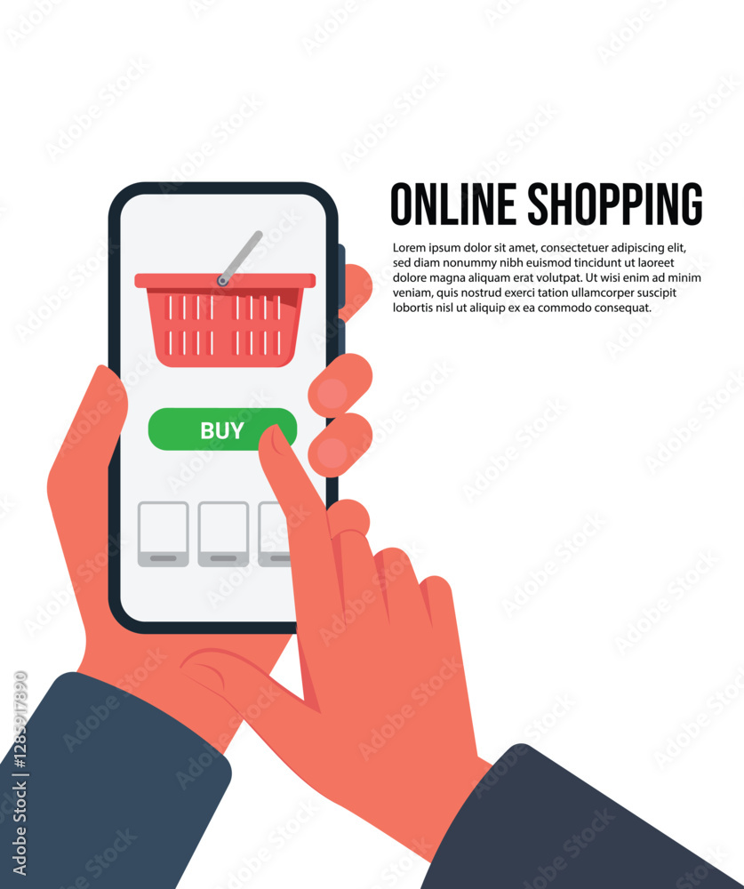 Shopping bag on smartphone screen stock illustration Shopping bag on smartphone screen stock illustration