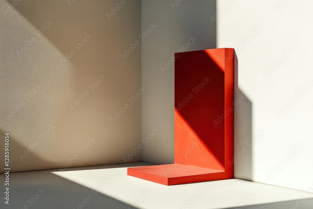 minimalist 3d location marker casting dramatic shadow bold red against white surface modern geometric design minimalist 3d location marker casting dramatic shadow bold red against white surface modern geometric design