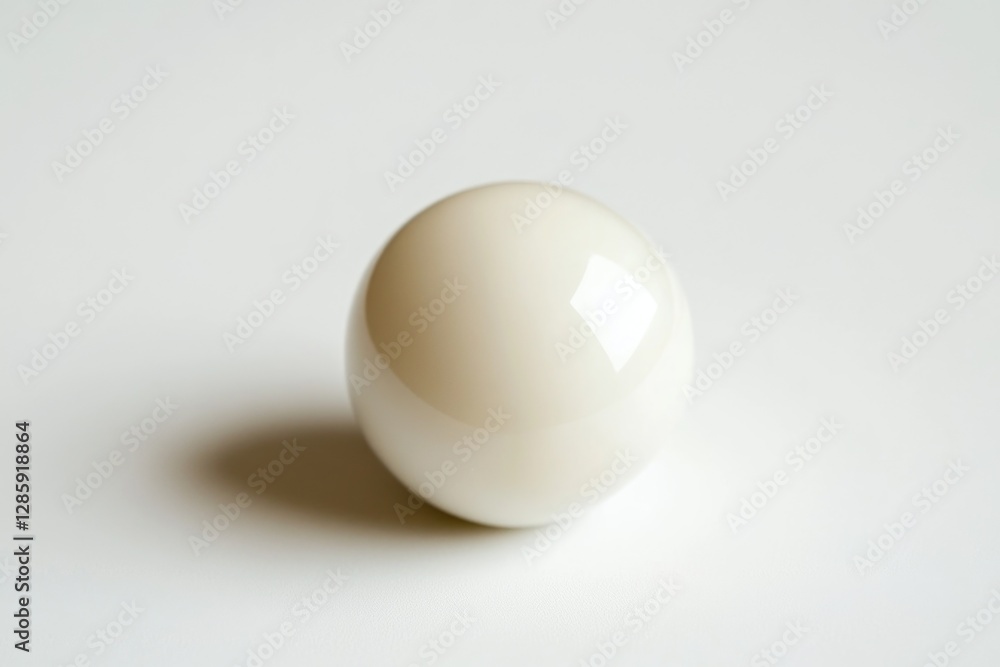 A white ball sits atop a table, ideal for use in still life photography or as a prop for various scenes A white ball sits atop a table, ideal for use in still life photography or as a prop for various scenes