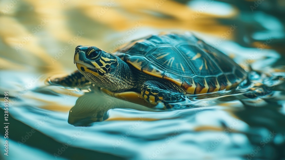 Serene Turtle in Teal Waters: A Moment of Aquatic Tranquility Serene Turtle in Teal Waters: A Moment of Aquatic Tranquility