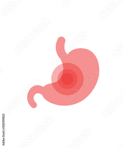 Stomach pain red target icon stock illustration