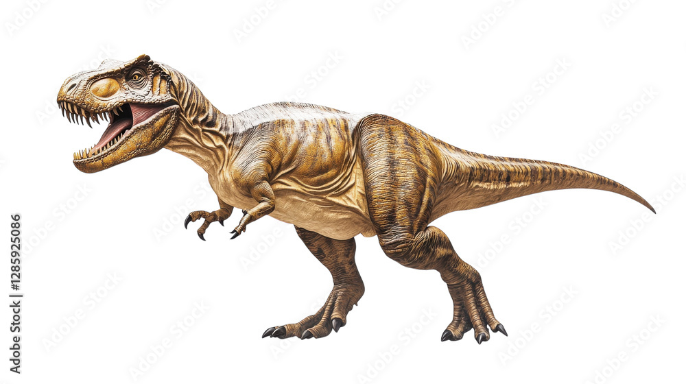 Obraz premium Dinosaur model showcasing a Tyrannosaurus rex striking a fierce pose