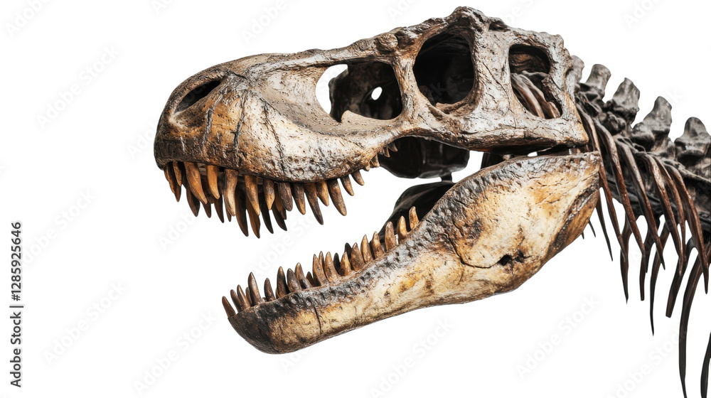 Tyrannosaurus rex skull displayed in a natural history exhibition showcasing prehistoric life Tyrannosaurus rex skull displayed in a natural history exhibition showcasing prehistoric life