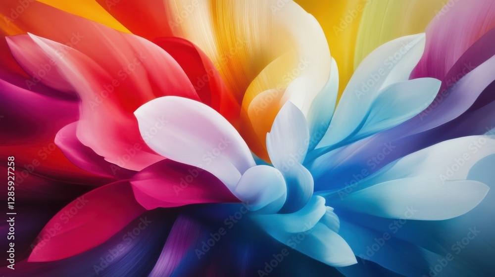 Fototapeta premium Vibrant Abstract Floral Design with Colorful Petals and Swirls