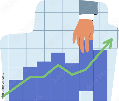 Obraz na płótnie Successful investment management to increase profits and achieve capital growth, is demonstrated by hand of investor pulling chart up. Investment management to receiving financial stability w salonie