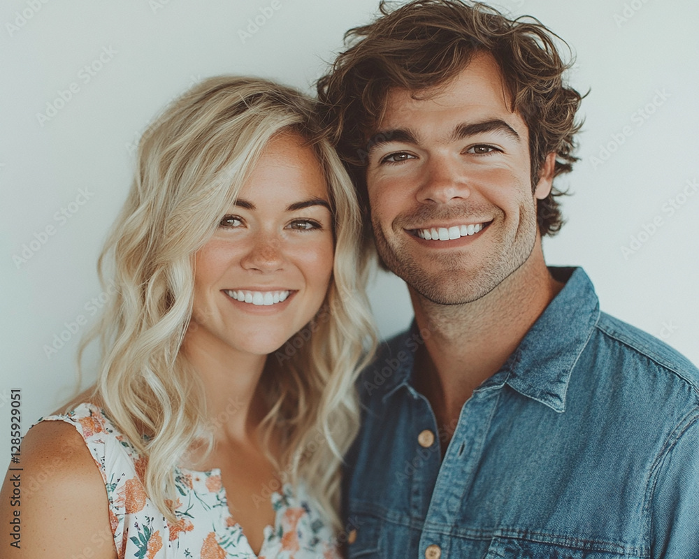 A couple hugging each other on a white background A couple hugging each other on a white background