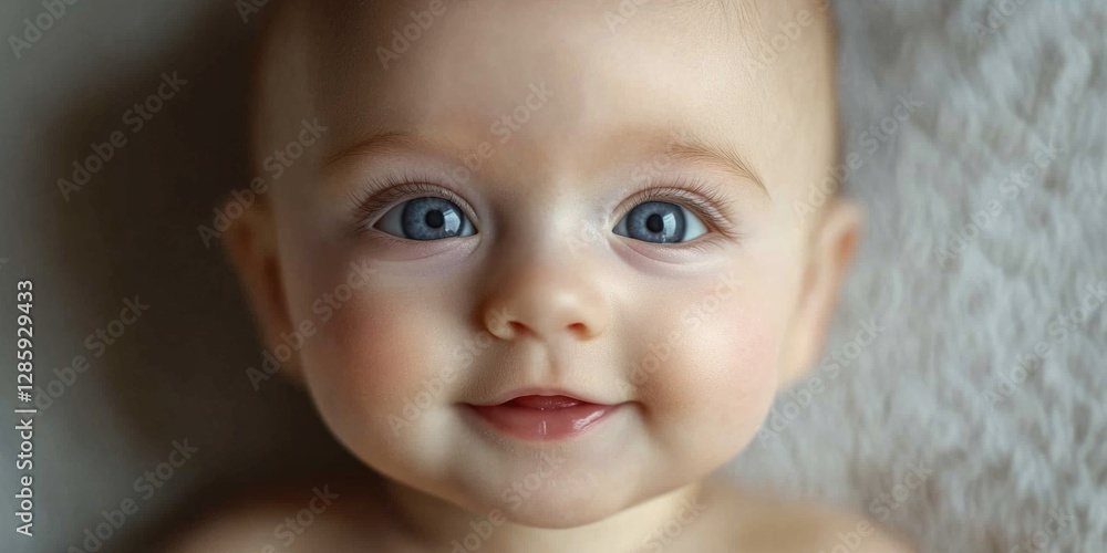 A tender moment captured with a baby's striking blue eyes in focus A tender moment captured with a baby's striking blue eyes in focus