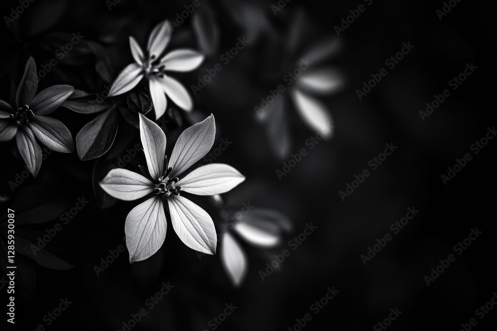 Fototapeta premium A bouquet of fresh flowers in a classic monochrome image, ideal for use as a decorative element or in editorial contexts