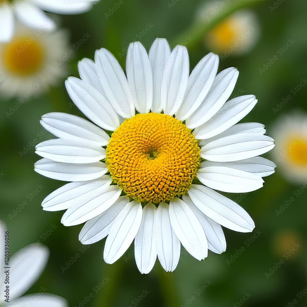 Close-up of a Beautiful White Daisy with a Yellow Center Close-up of a Beautiful White Daisy with a Yellow Center