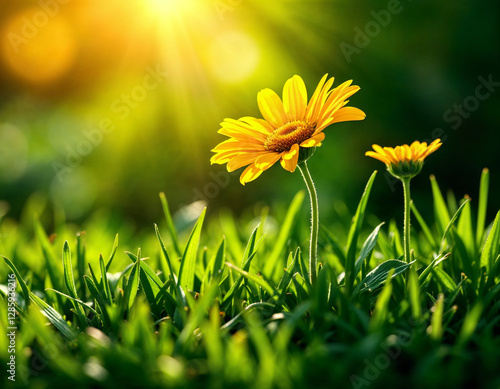 yellow flowers on green grass