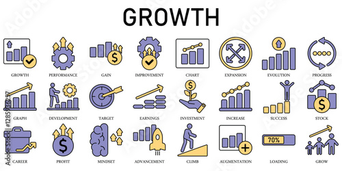 Set of Growth Icons or symbols Vector fully editable file
