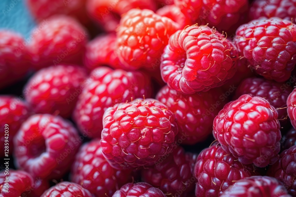 Close-up of a pile of ripe, red raspberries, showing their texture and detail. Close-up of a pile of ripe, red raspberries, showing their texture and detail.
