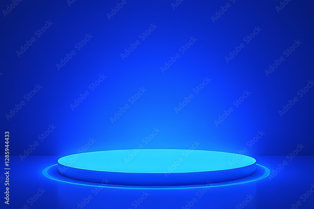 Empty Blue Product Display Platform for Showcase Empty Blue Product Display Platform for Showcase