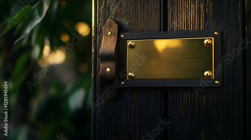 Luxury equestrian club nameplate with polished gold finish photo