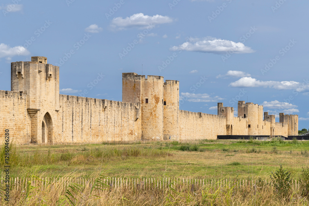 Aigues-Mortes walls and fortifications, Departement Gard, Occitanie, France