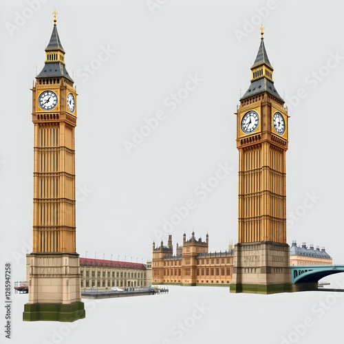 Big Ben iconic clock tower London four views
